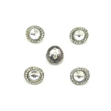 HAND® No.6 Set of 5 Clear Glass Crystal Fashion Buttons with Metal Backs - 12 mm
