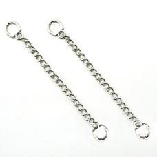 HAND® Set of 2 Silver Tone Metal Sew On Metal Coat Hangers Hanging Chain Loops - 8.5 cm Long