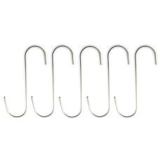 HAND® 6" Set of 5 Stainless Steel Long S Hooks with One Pointed End for Meat etc. - 140 mm Long