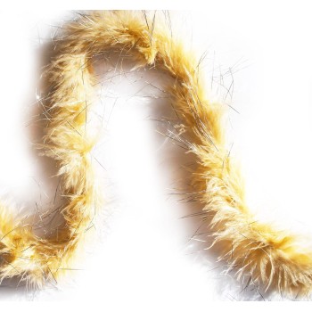 B703 Silver Trim Caramel Brown Feather Garland -1.87m