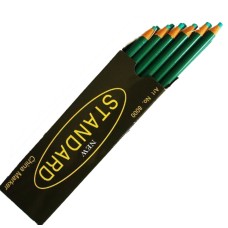 12 Non-Sharpening Wax China Marker Pencil, Green Colour 17cm