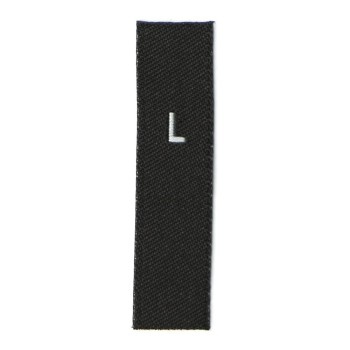 A Roll of Fold Woven Size Label Tabs Black, 500pcs (L)