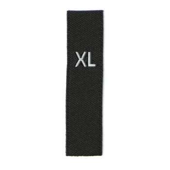 A Roll of Fold Woven Size Label Tabs Black, 500pcs (XL)