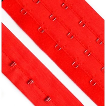 HE05 Bra Continuous Hook and Eye Triple Plush Backed/Fleced Nylon Red Tape - 6 Meters