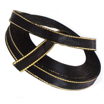 Elegant Black and Gold Craft DIY Party Ribbon Trim - (NO.FBG02 Satin 10mmx22m)