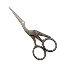 HAND Classic Large Forged Stork Embroidery Scissors, Antique Finish 4.6”