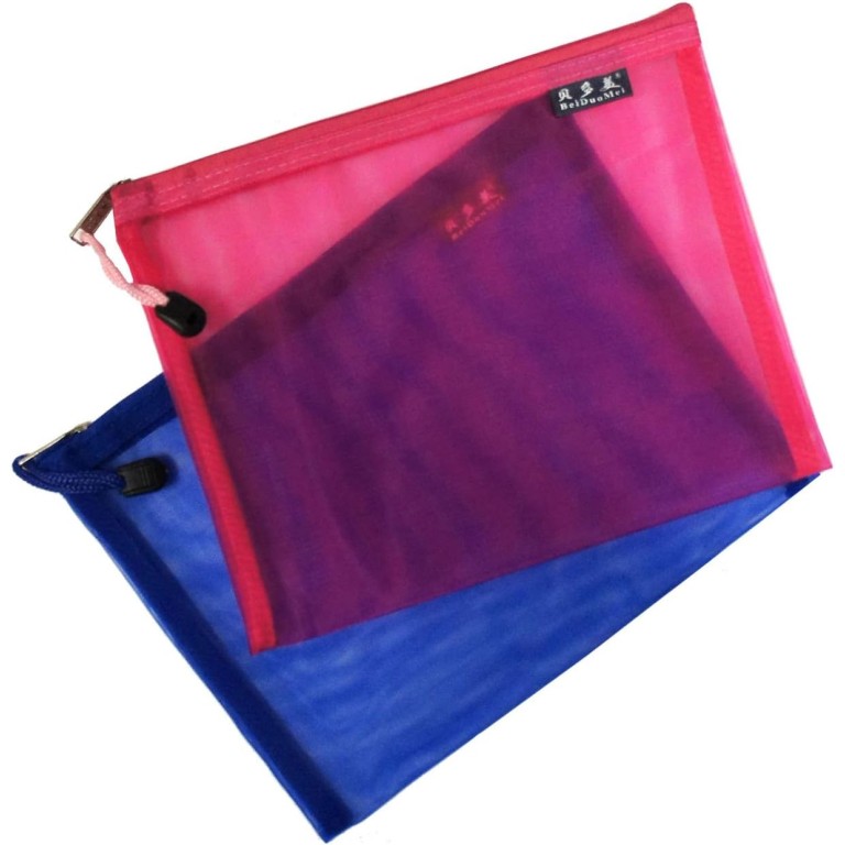 A5 Mesh Nylon Zip Up Breathable Folder File Bag 24x19cm - Pack of 2 Assorted Colours A5 Mesh Nylon Zip Up Breathable Folder File Bag 24x19cm - Pack of 2 Assorted Colours