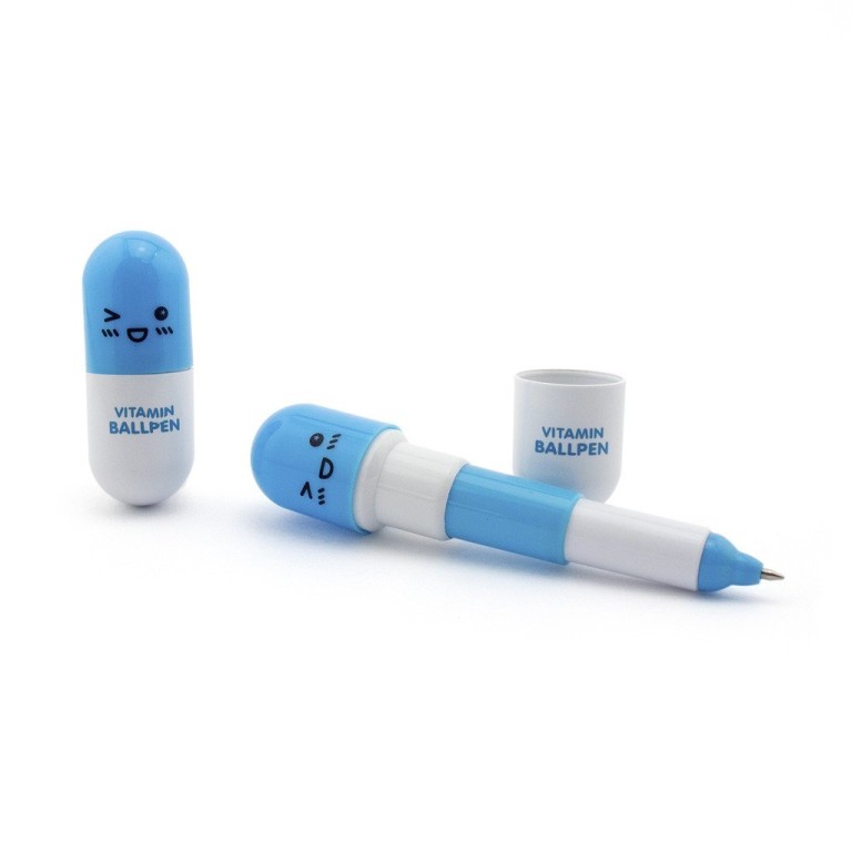 HAND Retractable Pen Small Pocket Vitamin Ballpen Blue - Pack of 2 HAND Retractable Pen Small Pocket Vitamin Ballpen Blue - Pack of 2