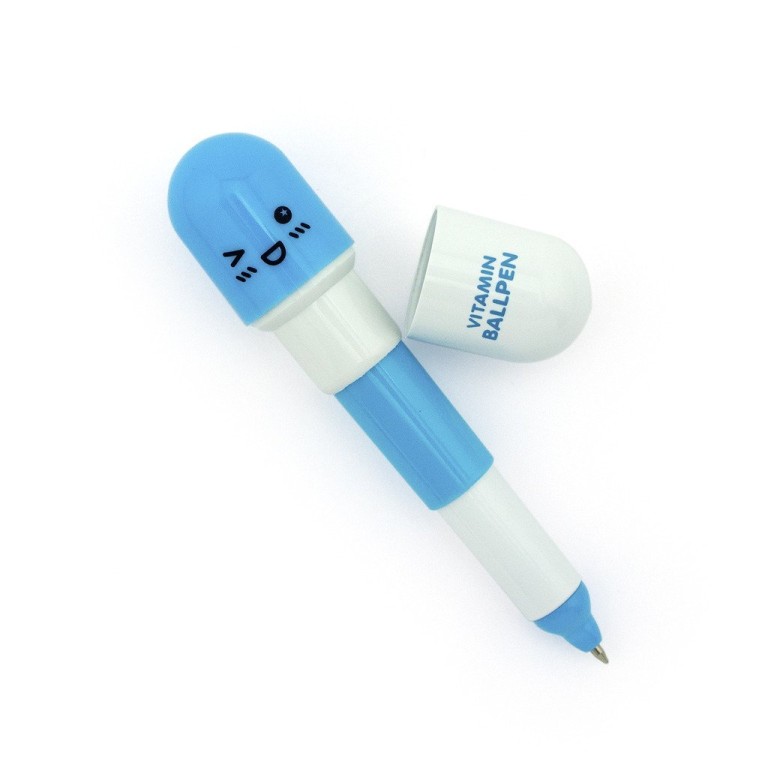 HAND Retractable Pen Small Pocket Vitamin Ballpen Blue - Pack of 2 HAND Retractable Pen Small Pocket Vitamin Ballpen Blue - Pack of 2