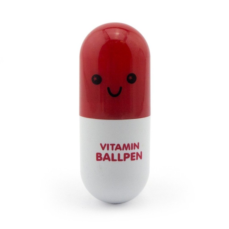 HAND Retractable Pen Small Pocket Vitamin Ballpen Red - Pack of 2 HAND Retractable Pen Small Pocket Vitamin Ballpen Red - Pack of 2
