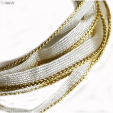 HAND White or Black with Gold Edge Sew in Pipe Trim - 10mm wide x appx 9meters (BRT06 White)