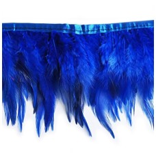 DU14 Blue Natural Rooster Feather Fringe 4.5 inches/ w- appx 2 metres