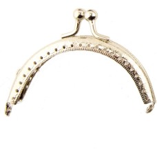 HAND PF12 Silver Tone Round Purse Frame - 85 x 45 mm - with Decorative Flower Engravings and Perforations, and Kiss Clasp Lock Handle