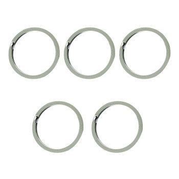 HAND® Set of 5 Silver Tone Metal Flat Stylish Keyrings - 30 mm Diameter - Rugged and Durable