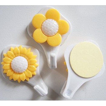 HAND Easy to Attach Three Sunflower Powerful Multi-purpose Self Adhesive Hooks - Pack of 3, Load 2kg - Yellow