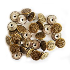 HAND No8 Fashionable Ladies Jeans Buttons Flower Design Vintage Gold appx 62g - pack of appx 50