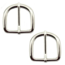 B14 Polished Silver Tone Metal D Shape Belt Handbag Shoe Buckle 45x43mm, pack of 4