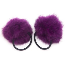 A Pair of Lovely Pom Pom Hair Bands, Decorative Pom Poms w/Band - 2" pom pom (Purple)