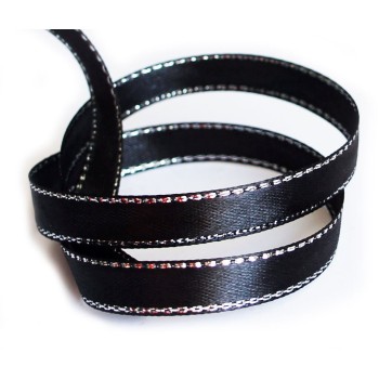 Elegant Black and Silver Craft DIY Party Ribbon Trim - Assorted Width and Styles (NO.FBS05 Satin 10mmx22m)