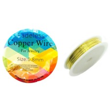 HAND® A Roll of Gold-Tone Tarnish Resistant Bare Copper Beading Art Craft Wire - 0.8 mm Approx 10 metres