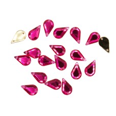20pcs W-23 8x13mm Hot Pink 2-Hole Sew-On Acrylic Teardrop Rhinestones