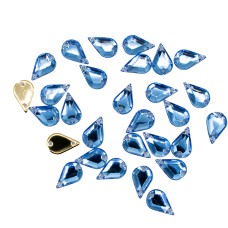 30pcs W-15 6x10mm Sky Blue 2-Hole Sew-On Acrylic Teardrop Rhinestones