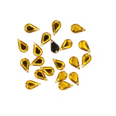 20pcs W-6 8x13mm Amber Gold 2-Hole Sew-On Acrylic Teardrop Rhinestones