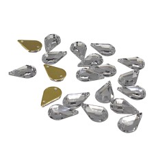 20pcs W-1 8x13mm Clear White 2-Hole Sew-On Acrylic Teardrop Rhinestones