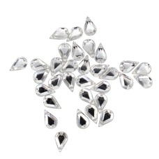 30pcs W-21 6x10mm Pink 2-Hole Sew-On Acrylic Teardrop Rhinestones