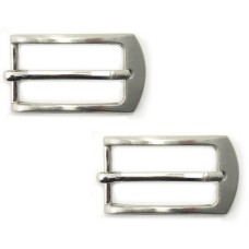 HAND® No 6169 Set of 2 Silver Tone Buckles for Belts, Bags etc. - 47 x 26 mm. Fits 19 mm Strap