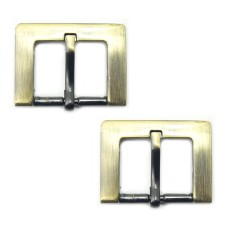 HAND® No 8182 Set of 2 Brass Tone Buckles for Belts, Bags etc. - 38 x 28 mm. Fits 25 mm Strap
