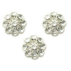 HAND® Set of 3 Clear Crystal Decorative Buttons in a Silver Tone Setting - 24 mm
