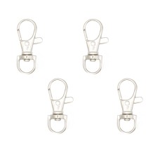Pack of 4 Large Metal Silver Lobster Claw Clasps 360° Swivel Trigger Snap Hooks - 35mm Long