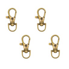 Pack of 4 Large Metal Antique Gold Lobster Claw Clasps 360° Swivel Trigger Snap Hooks - 35mm Long