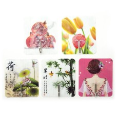 HAND® Pack of 5 Assorted Design Top Grade Adhesive Decorative Household Hooks 85 x 75 mm