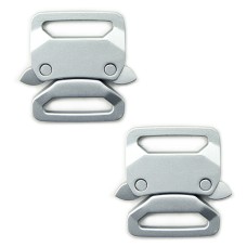 HAND® E2433 Set of 2 Brushed Silver Tone Metal Strap Buckles Clip Buckles Quick Release Buckles for Belts, Bags etc. - 42 x 41 mm. Fits 25 mm Strap