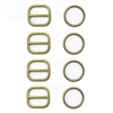 HAND® (Model 3-2) 4 Pcs of Two-Part Antique Gold Tone Buckle for Shoes, Belts, Bags, Webbing - Fits Straps up to 20 mm
