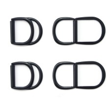HAND® (Model 1-3) 4 Pcs of Black Metal Hinged 2-Part Locking D Rings for Shoes, Belts, Bags, Webbing - Fits Straps up to 25 mm