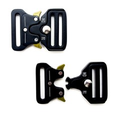 HAND® E2408 2 PCs of Heavy Duty Matt Black Steel Quick Release Buckles Takes 32 mm Strap for Belts, Bags, Accessories etc - 56 x 42 mm