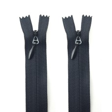 HAND® Set of 2 Heavy Duty No.5 Black Invisible Zip Closed End - Nylon with Metal Pull - 16 inches 41 cm