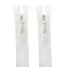 HAND® Set of 2 Heavy Duty No.5 White Invisible Zip Closed End - Nylon with Metal Pull - 16 inches 41 cm