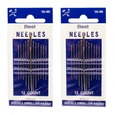 120-065 Embroidery Easy Threading Multifunctional Multi Sizes Metal Sewing Needles, 2 Packs of 12 pcs assorted sizes