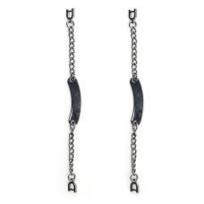 HAND® Set of 2 Plated Dark Gunmetal Tone Metal Sew On Coat Hangers Chain Loops 120 mm
