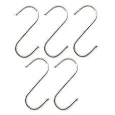 HAND® Set of 5 Stainless Steel S Hooks for Hanging Garments, Ties, Scarfs, Kitchen Items etc - 3.5" / 95 mm Long