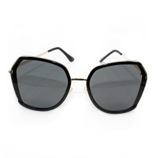 No.389 Women's Polarized Sunglasses – Large Metal Frame, UV400 Protection, Stylish Glasses for Vacation, Outdoor Sports & Commuting - Black Shade