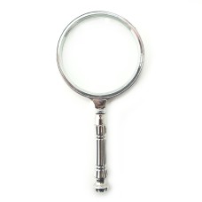 HAND® LT-1890 Magnifying Glass with 85 mm Diameter Glass Lens 10 x - Total Length 20 cm - Silver Tone Handle