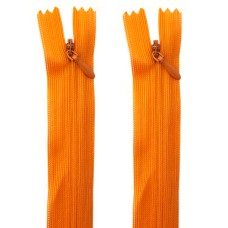 HAND® 2 Pcs Orange Invisible Zipper for Dresses, Skirts, Blouses, Pants etc. - 16 inch (41 cm) Long - Nylon Zip and Metal Zip Head